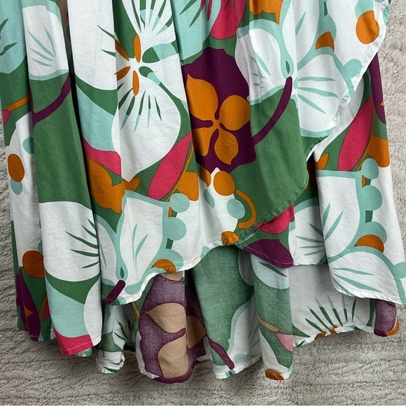 Rachel Ray Floral Wrap Skirt Medium High Low Bold Fall Colors - Picture 5 of 14